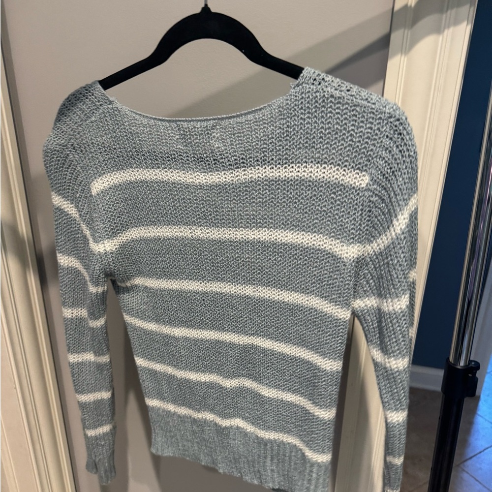 Dry Goods Blue and White Crew Neck Sweater